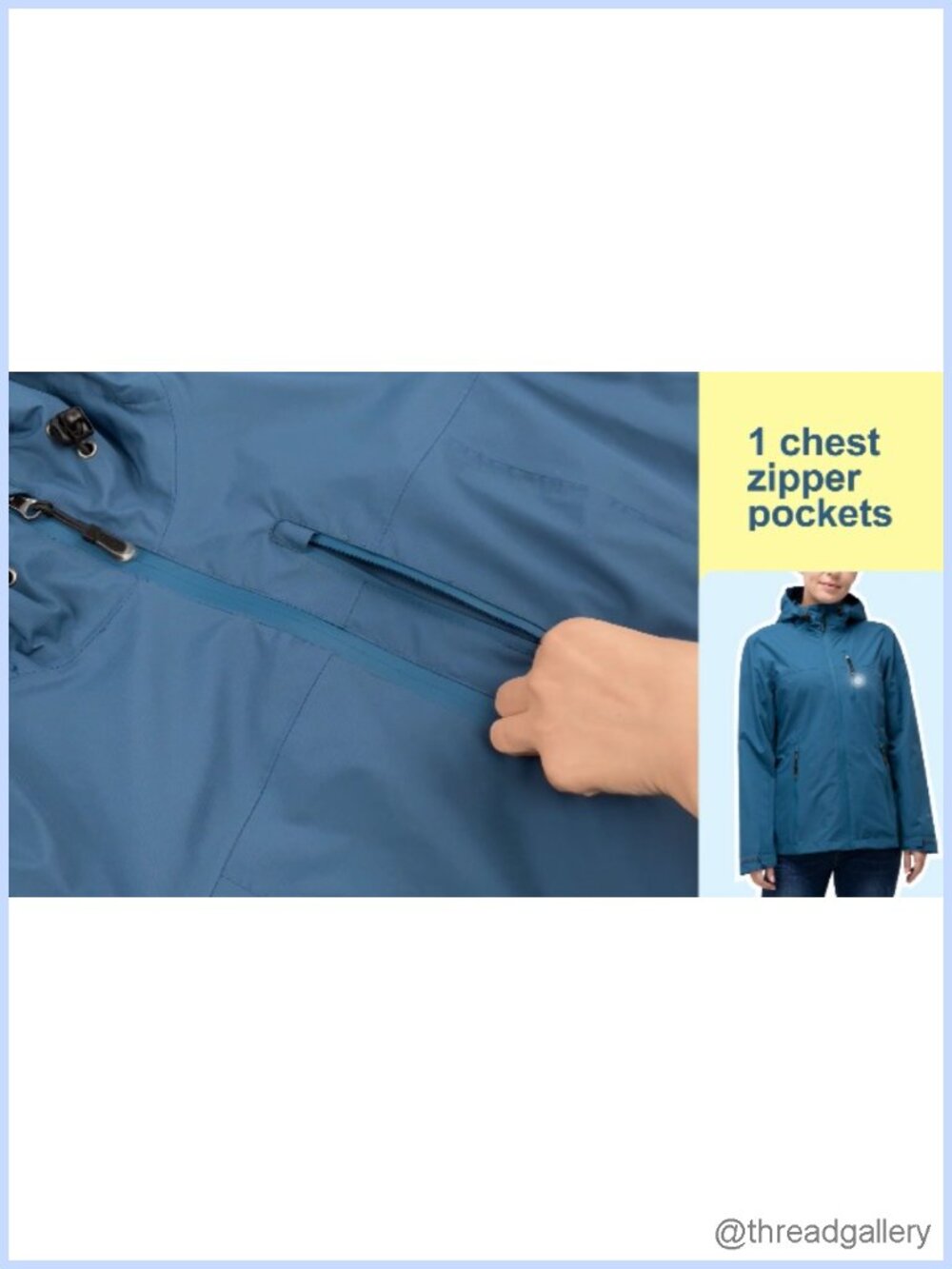 Packable Waterproof Rain Jacket with Hood Womens Raincoat - Picture 6 of 6